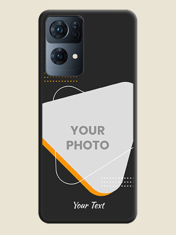 Custom Yellow Triangle on Photo on Space Black Soft Matte Phone Cover - Oppo Reno 7 Pro 5G - alternate view
