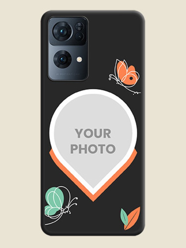 Custom Upload Pic With Simple Butterly Design On Space Black Personalized Soft Matte Phone Covers -Oppo Reno 7 Pro 5G - alternate view