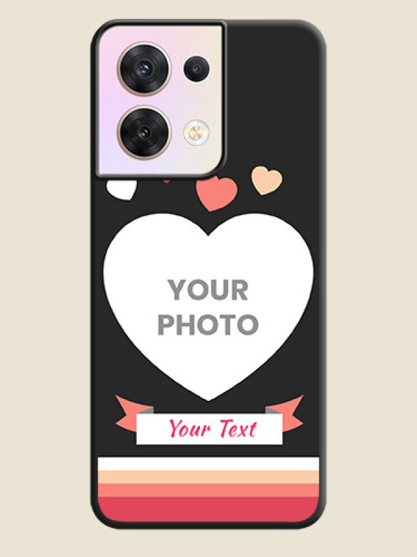 Custom Love Shaped Photo with Colorful Stripes on Personalised Space Black Soft Matte Cases - Oppo Reno 8 5G - alternate view