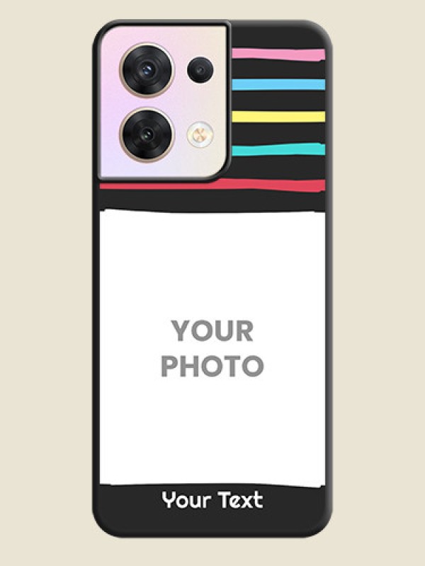 Custom Multicolor Lines with Image on Space Black Personalized Soft Matte Phone Covers - Oppo Reno 8 5G - alternate view