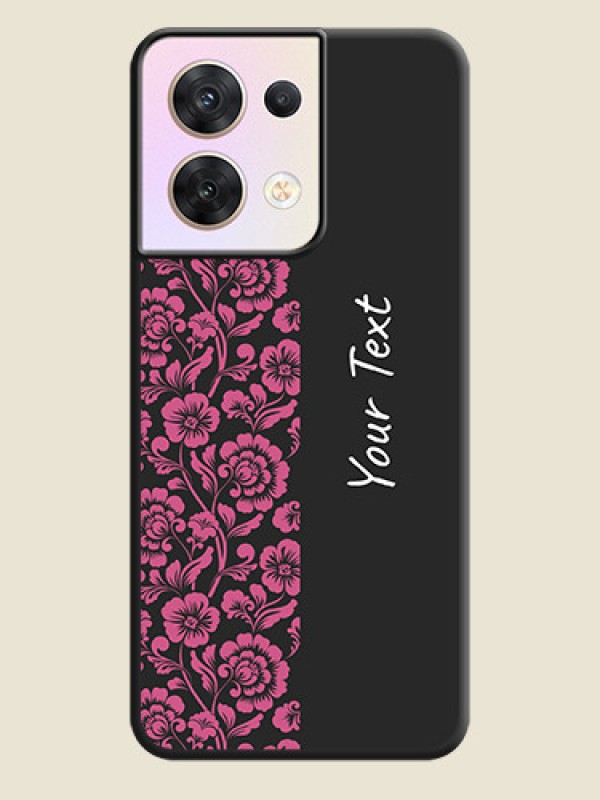 Custom Pink Floral Pattern Design With Custom Text On Space Black Personalized Soft Matte Phone Covers -Oppo Reno 8 5G - alternate view