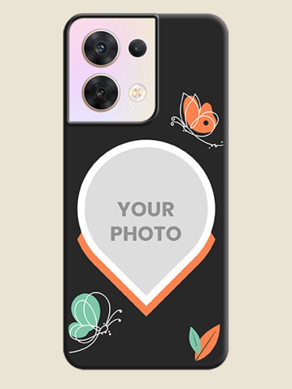 Custom Upload Pic With Simple Butterly Design On Space Black Personalized Soft Matte Phone Covers -Oppo Reno 8 5G - alternate view