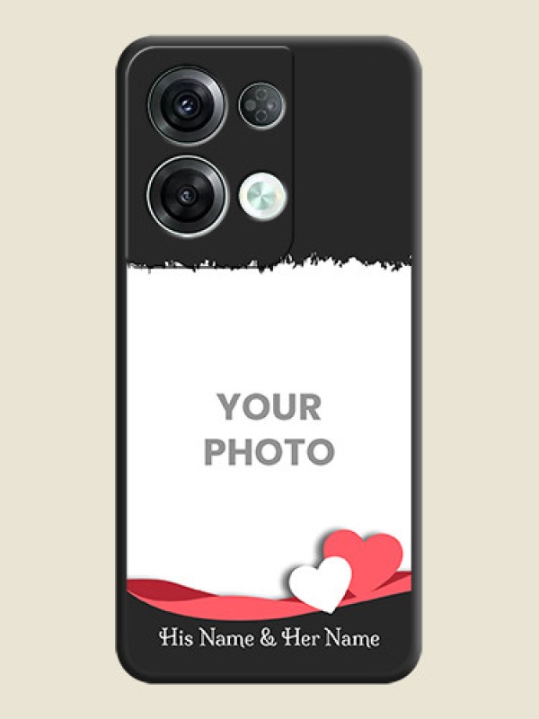 Custom Pin Color Love Shaped Ribbon Design with Text on Space Black Custom Soft Matte Phone Back Cover - Oppo Reno 8 Pro 5G - alternate view