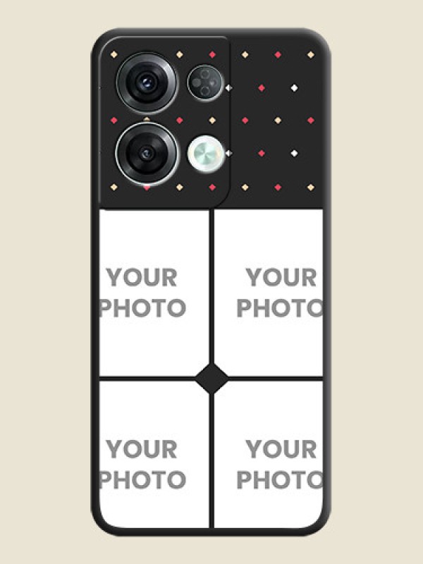Custom Multicolor Dotted Pattern with 4 Image Holder on Space Black Custom Soft Matte Phone Cases - Oppo Reno 8 Pro 5G - alternate view