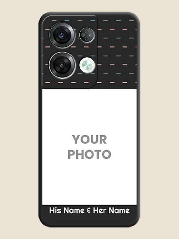 Custom Line Pattern Design with Text on Space Black Custom Soft Matte Phone Back Cover - Oppo Reno 8 Pro 5G - alternate view