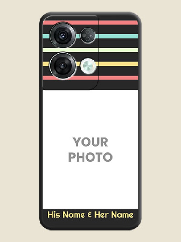 Custom Color Stripes with Photo and Text on Photo on Space Black Soft Matte Mobile Case - Oppo Reno 8 Pro 5G - alternate view
