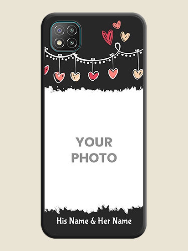Custom Pink Love Hangings with Name on Space Black Custom Soft Matte Phone Cases - Poco C3 - alternate view