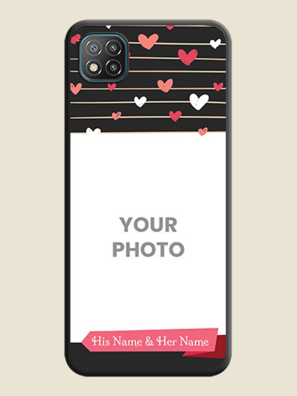 Custom Love Pattern with Name on Pink Ribbon  on Photo on Space Black Soft Matte Back Cover - Poco C3 - alternate view