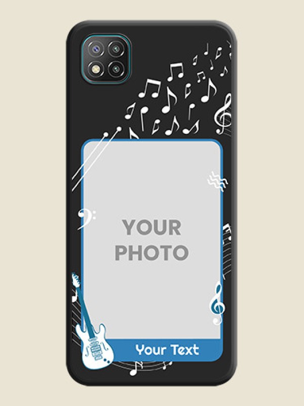 Custom Musical Theme Design with Text on Photo on Space Black Soft Matte Mobile Case - Poco C3 - alternate view