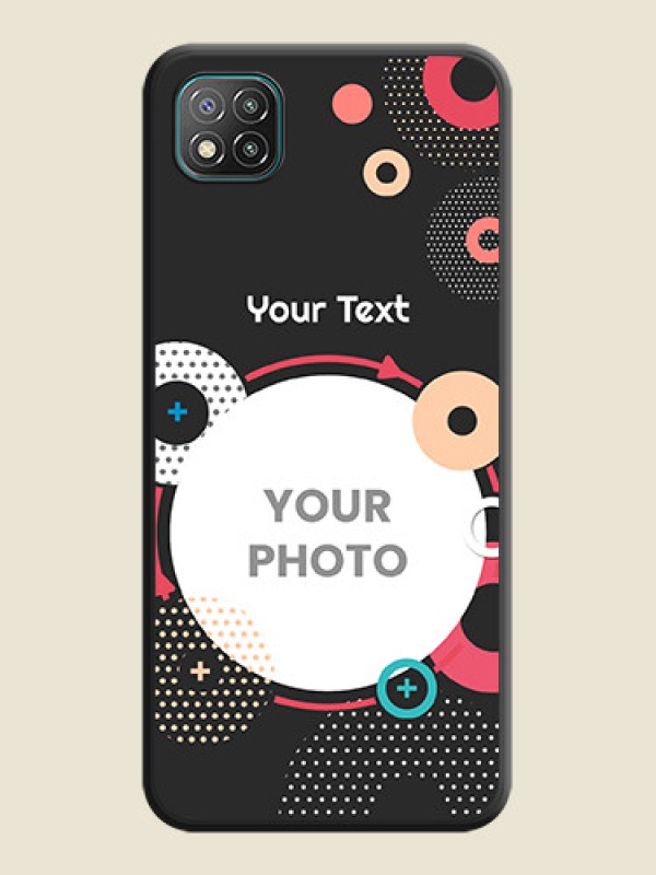 Custom Multicoloured Round Image on Personalised Space Black Soft Matte Cases - Poco C3 - alternate view