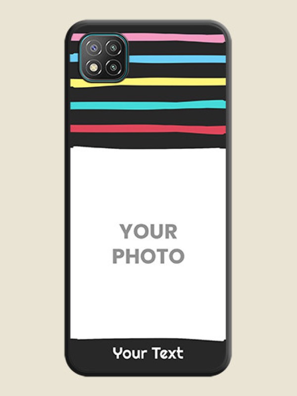Custom Multicolor Lines with Image on Space Black Personalized Soft Matte Phone Covers - Poco C3 - alternate view