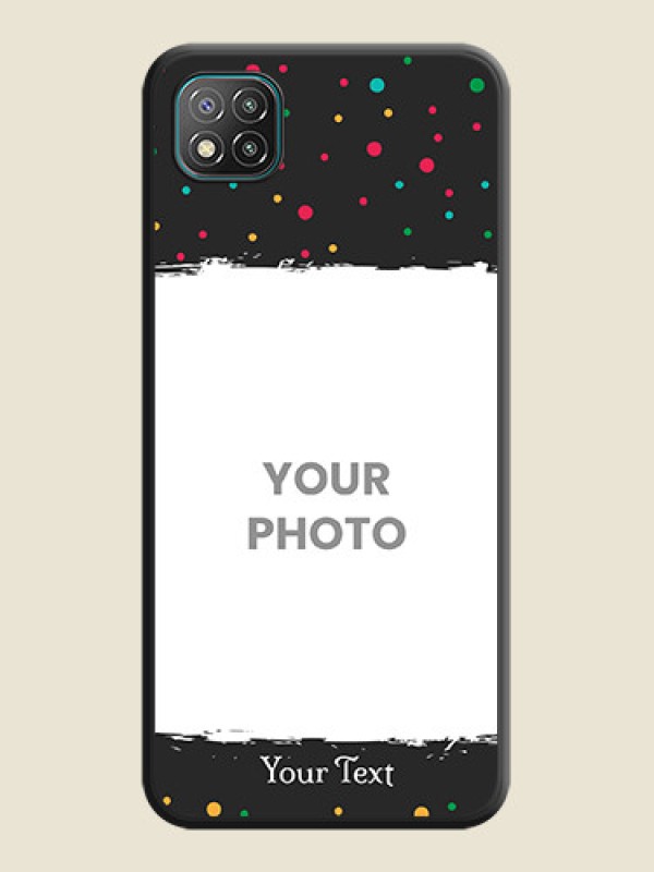 Custom Multicolor Dotted Pattern with Text on Space Black Custom Soft Matte Phone Back Cover - Poco C3 - alternate view