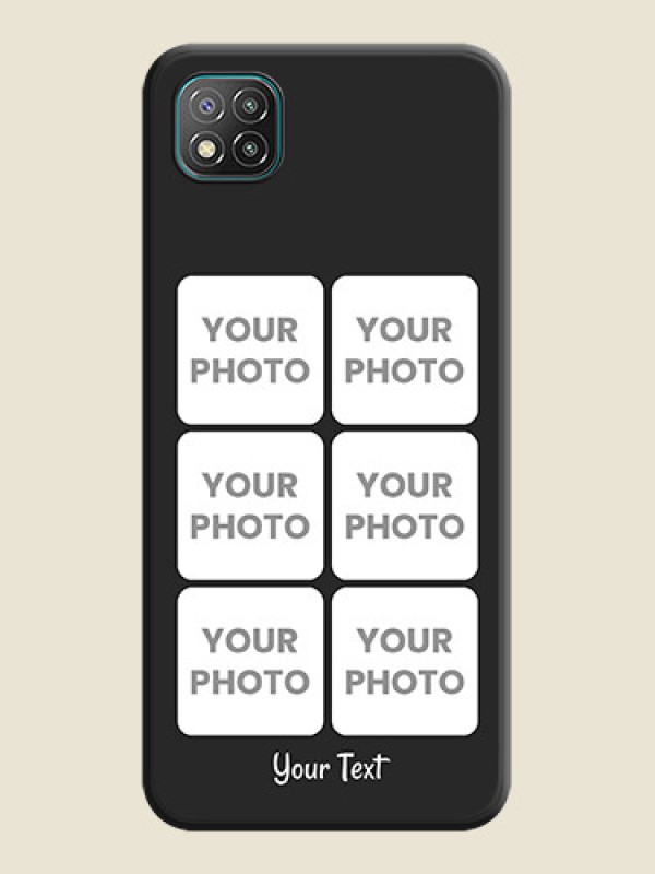 Custom Floral Art with 6 Image Holder on Photo on Space Black Soft Matte Mobile Case - Poco C3 - alternate view