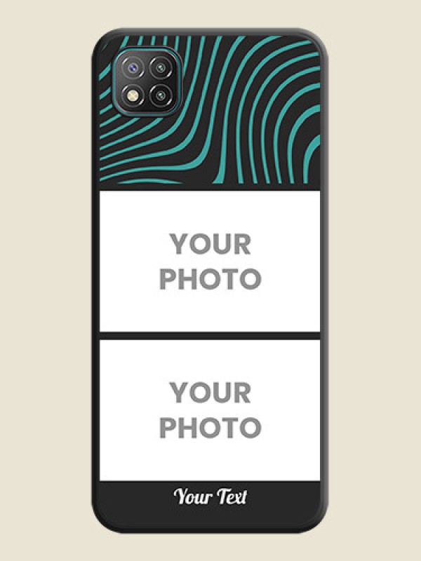 Custom Wave Pattern with 2 Image Holder on Space Black Personalized Soft Matte Phone Covers - Poco C3 - alternate view