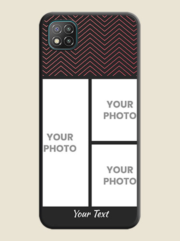 Custom Wave Pattern with 3 Image Holder on Space Black Custom Soft Matte Back Cover - Poco C3 - alternate view