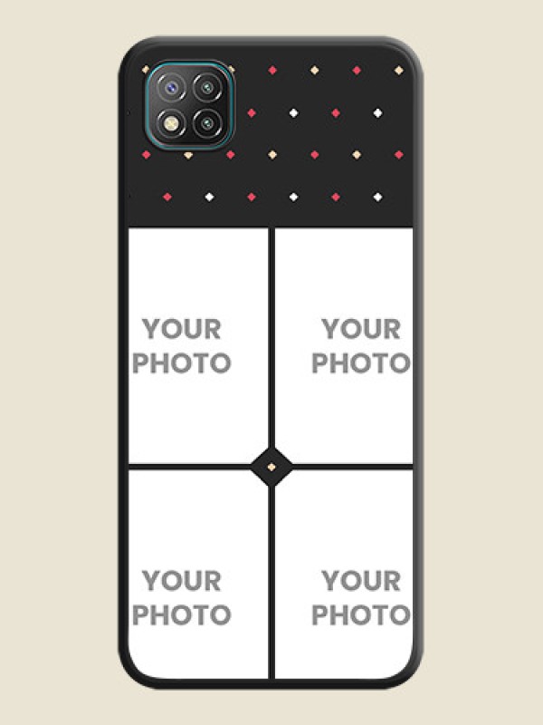 Custom Multicolor Dotted Pattern with 4 Image Holder on Space Black Custom Soft Matte Phone Cases - Poco C3 - alternate view