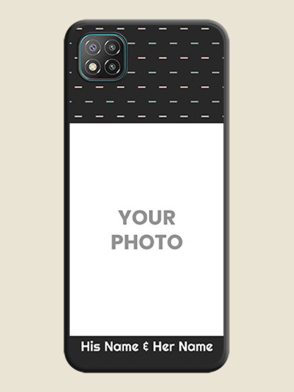 Custom Line Pattern Design with Text on Space Black Custom Soft Matte Phone Back Cover - Poco C3 - alternate view