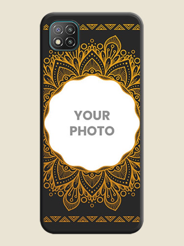 Custom Round Image with Floral Design on Photo on Space Black Soft Matte Mobile Cover - Poco C3 - alternate view