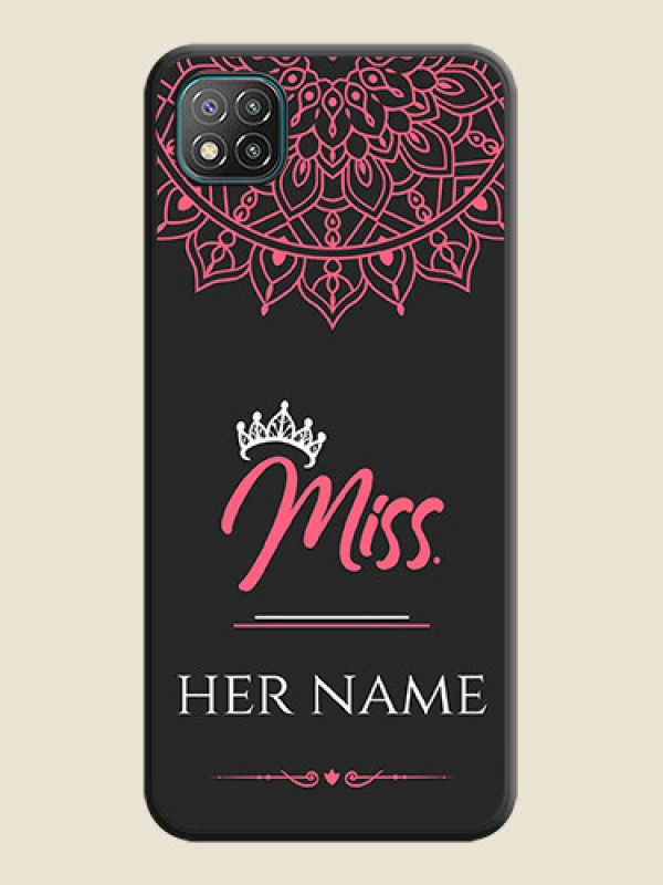 Custom Mrs Name with Floral Design on Space Black Personalized Soft Matte Phone Covers - Poco C3 - alternate view