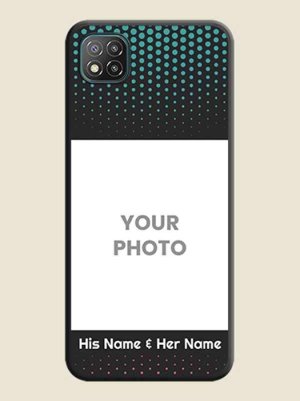 Custom Faded Dots with Grunge Photo Frame and Text on Space Black Custom Soft Matte Phone Cases - Poco C3 - alternate view