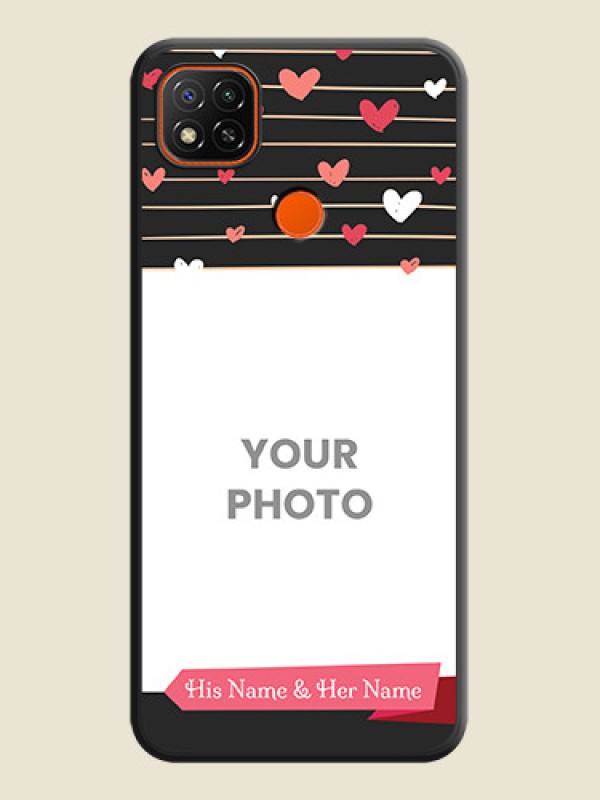 Custom Love Pattern with Name on Pink Ribbon  on Photo on Space Black Soft Matte Back Cover - Poco C31 - alternate view