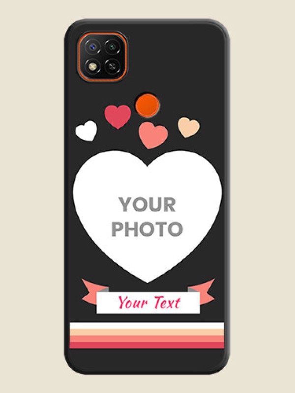 Custom Love Shaped Photo with Colorful Stripes on Personalised Space Black Soft Matte Cases - Poco C31 - alternate view