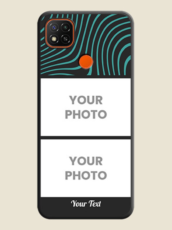 Custom Wave Pattern with 2 Image Holder on Space Black Personalized Soft Matte Phone Covers - Poco C31 - alternate view