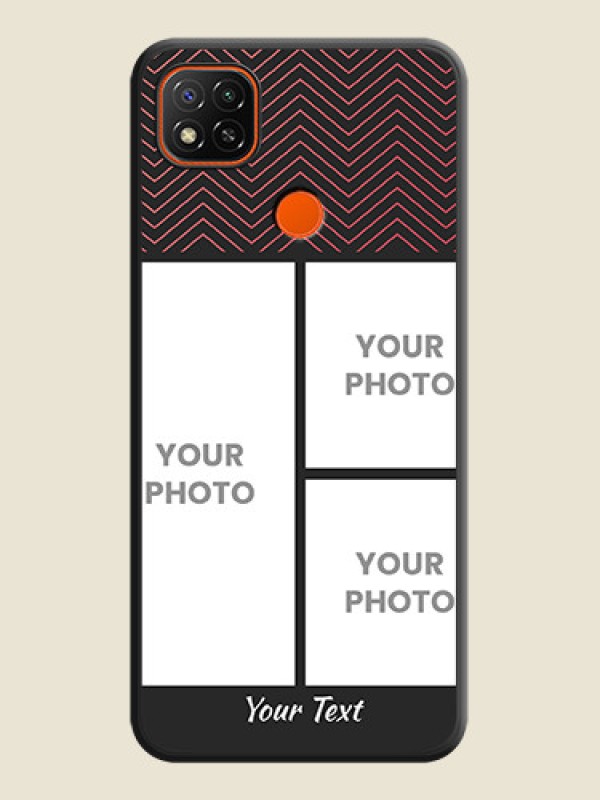 Custom Wave Pattern with 3 Image Holder on Space Black Custom Soft Matte Back Cover - Poco C31 - alternate view