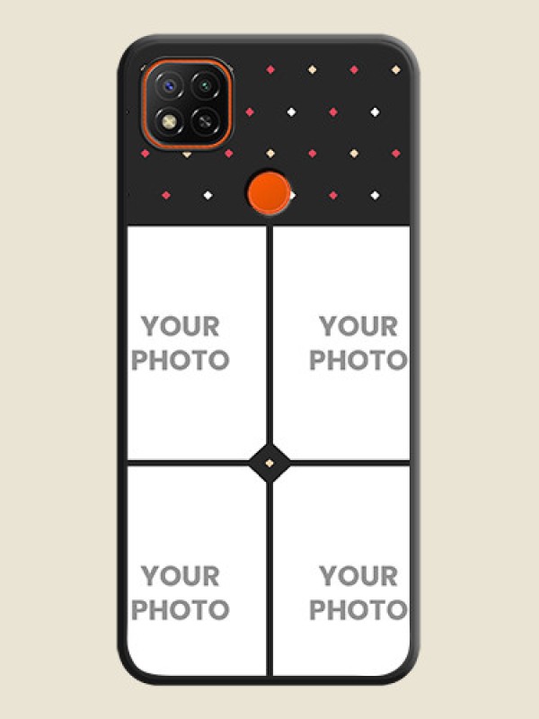 Custom Multicolor Dotted Pattern with 4 Image Holder on Space Black Custom Soft Matte Phone Cases - Poco C31 - alternate view