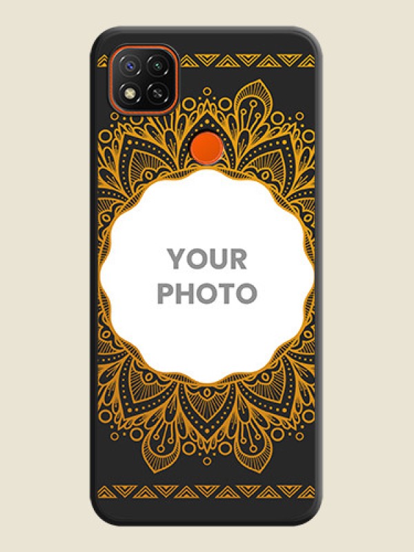 Custom Round Image with Floral Design on Photo on Space Black Soft Matte Mobile Cover - Poco C31 - alternate view