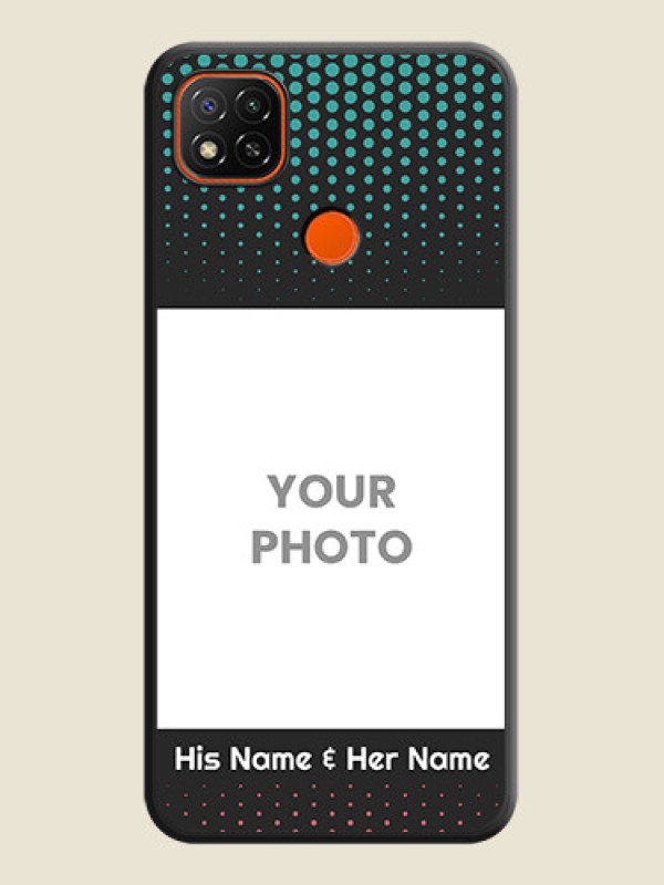 Custom Faded Dots with Grunge Photo Frame and Text on Space Black Custom Soft Matte Phone Cases - Poco C31 - alternate view