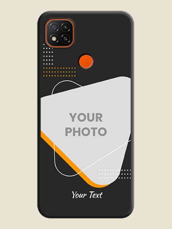 Custom Yellow Triangle on Photo on Space Black Soft Matte Phone Cover - Poco C31 - alternate view