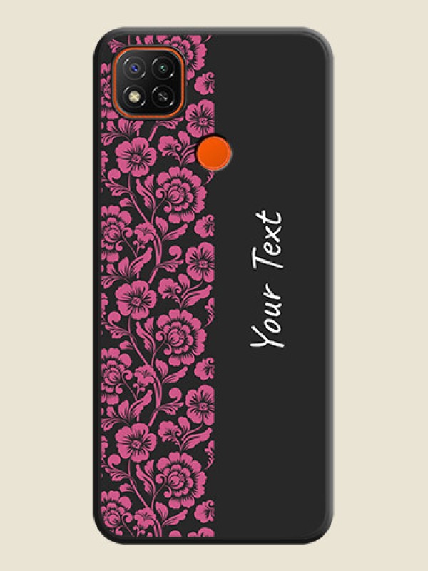 Custom Pink Floral Pattern Design With Custom Text On Space Black Personalized Soft Matte Phone Covers -Poco C31 - alternate view