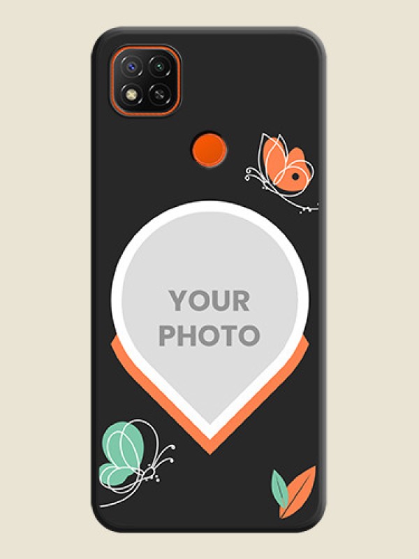 Custom Upload Pic With Simple Butterly Design On Space Black Personalized Soft Matte Phone Covers -Poco C31 - alternate view
