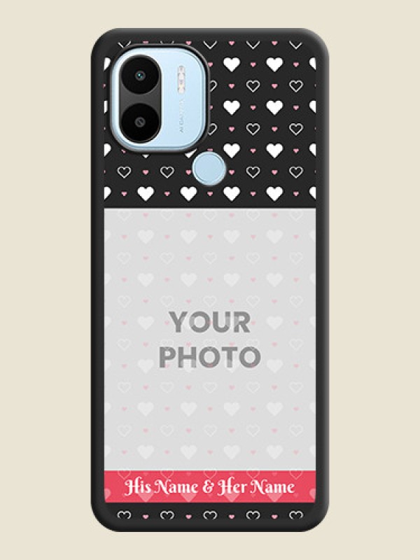 Custom White Color Love Symbols with Text Design on Photo on Space Black Soft Matte Phone Cover - Poco C50 - alternate view