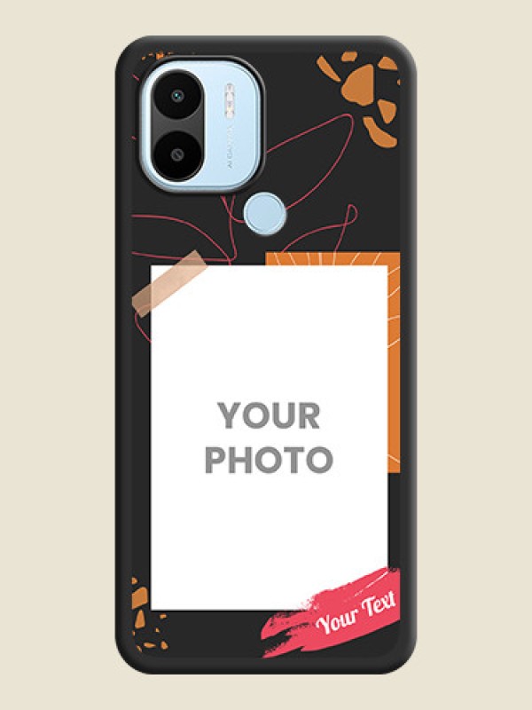 Custom Orange Photo Frame on Space Black Custom Soft Matte Phone Back Cover - Poco C50 - alternate view