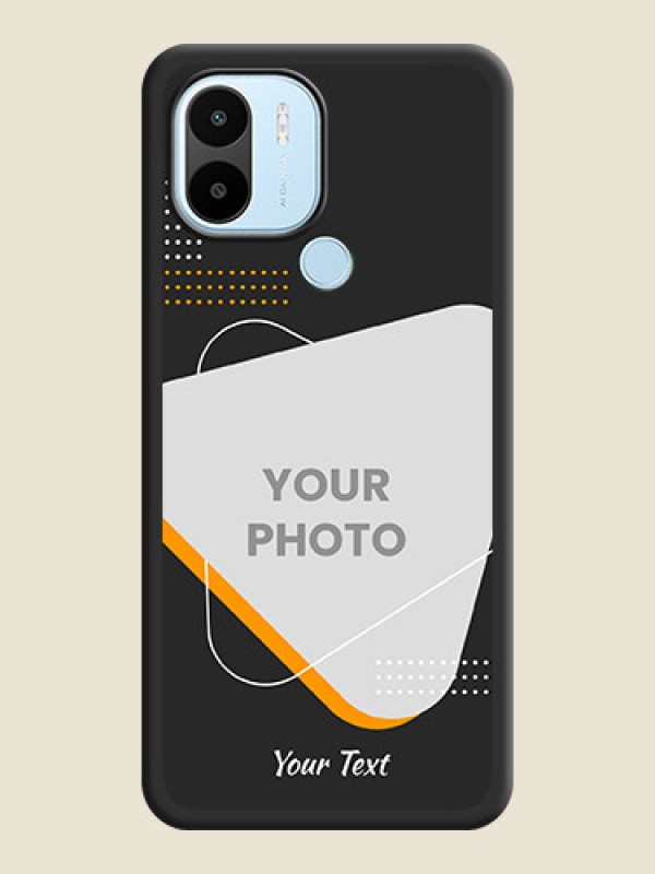 Custom Yellow Triangle on Photo on Space Black Soft Matte Phone Cover - Poco C50 - alternate view