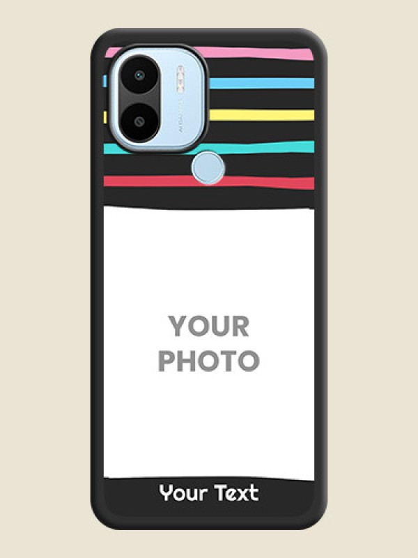 Custom Multicolor Lines with Image on Space Black Personalized Soft Matte Phone Covers - Poco C51 - alternate view