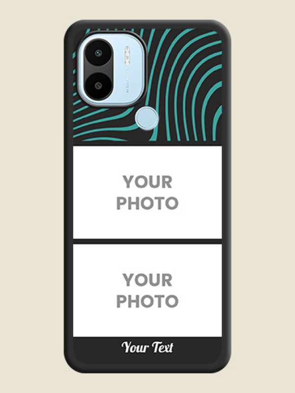 Custom Wave Pattern with 2 Image Holder on Space Black Personalized Soft Matte Phone Covers - Poco C51 - alternate view