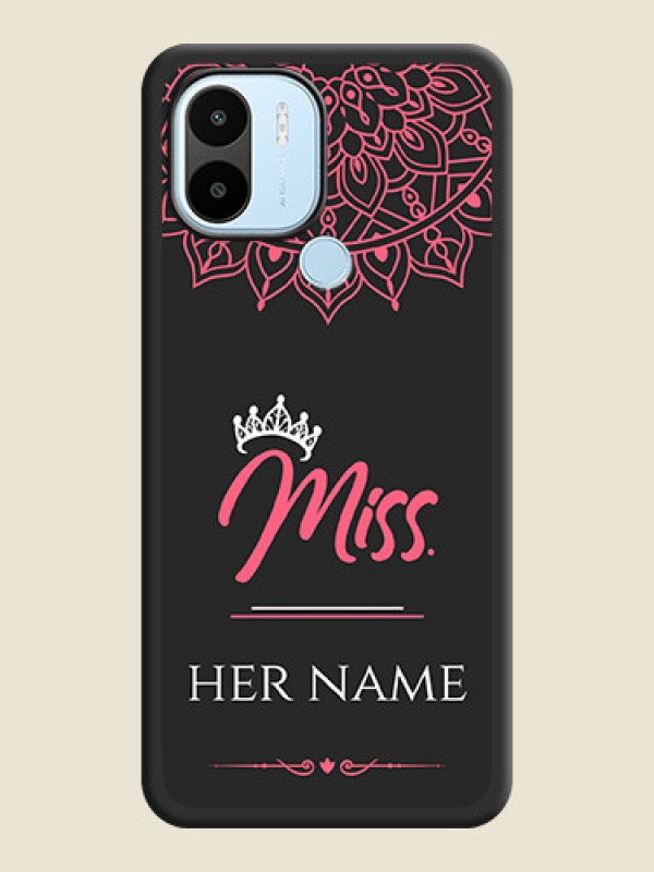 Custom Mrs Name with Floral Design on Space Black Personalized Soft Matte Phone Covers - Poco C51 - alternate view