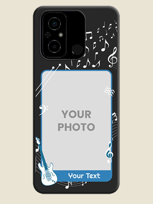 Custom Musical Theme Design with Text on Photo on Space Black Soft Matte Mobile Case - Poco C55 - alternate view