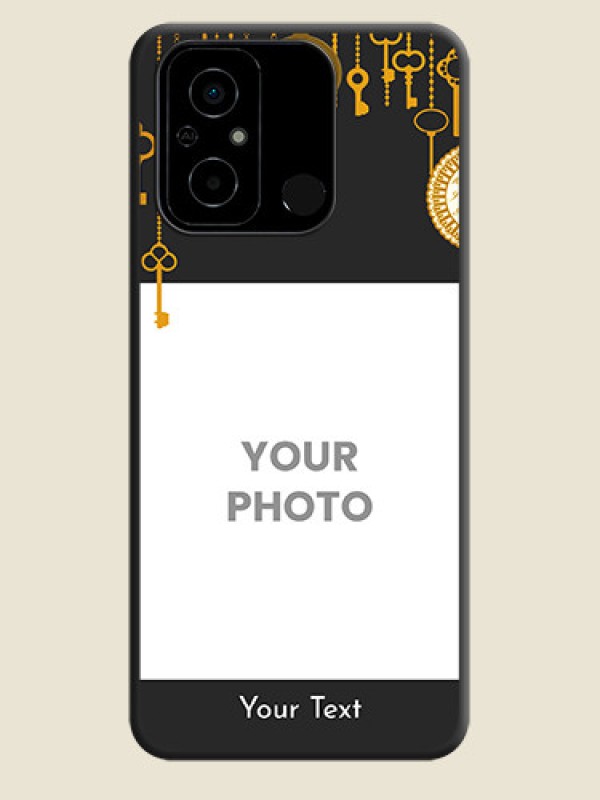 Custom Decorative Design with Text on Space Black Custom Soft Matte Back Cover - Poco C55 - alternate view