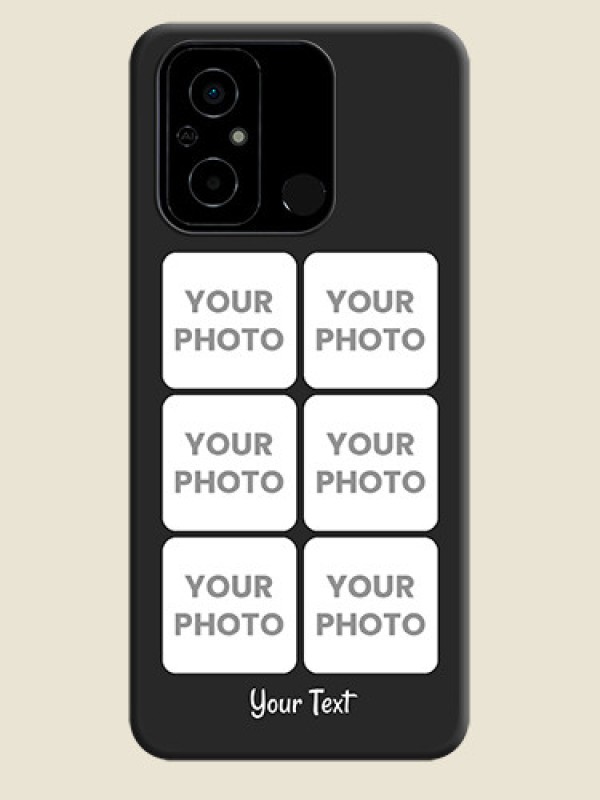Custom Floral Art with 6 Image Holder on Photo on Space Black Soft Matte Mobile Case - Poco C55 - alternate view