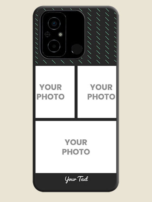 Custom Cross Dotted Pattern with 2 Image Holder  on Personalised Space Black Soft Matte Cases - Poco C55 - alternate view