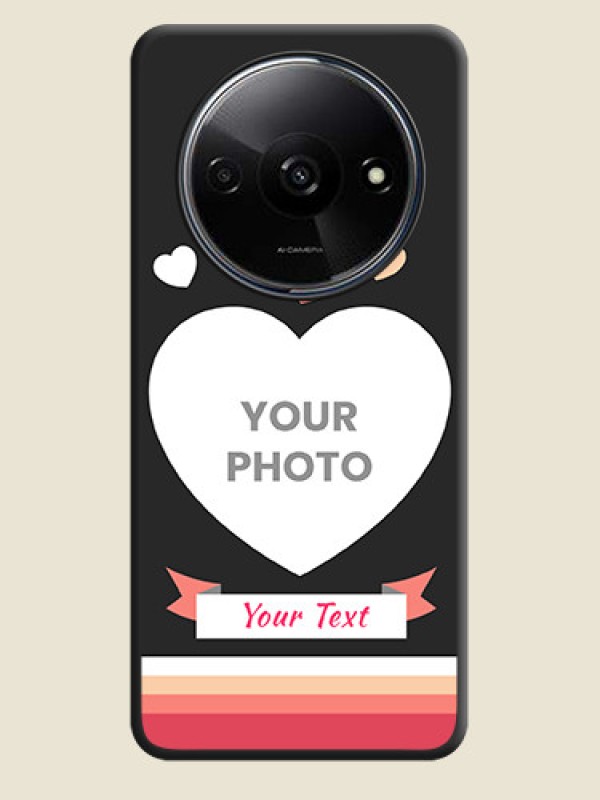 Custom Love Shaped Photo with Colorful Stripes on Personalised Space Black Soft Matte Cases - Poco C61 - alternate view