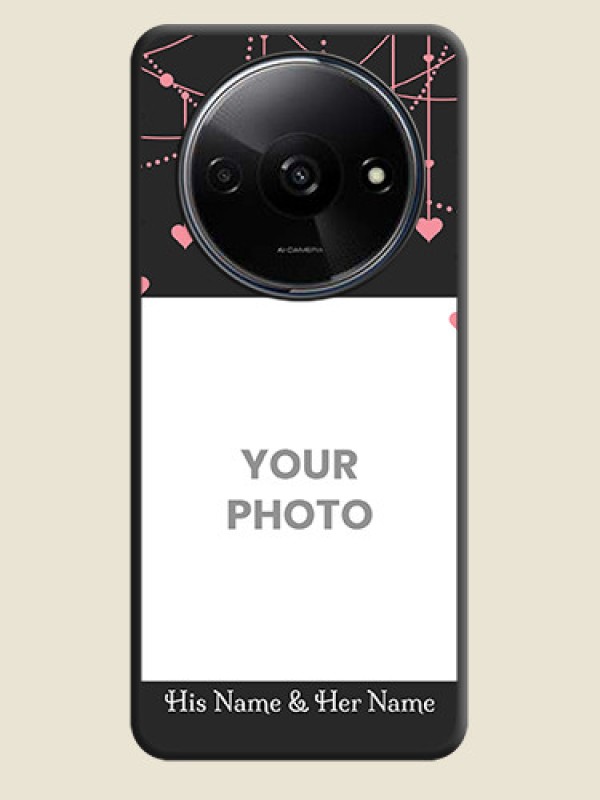 Custom Pink Love Hangings with Text on Space Black Custom Soft Matte Back Cover - Poco C61 - alternate view