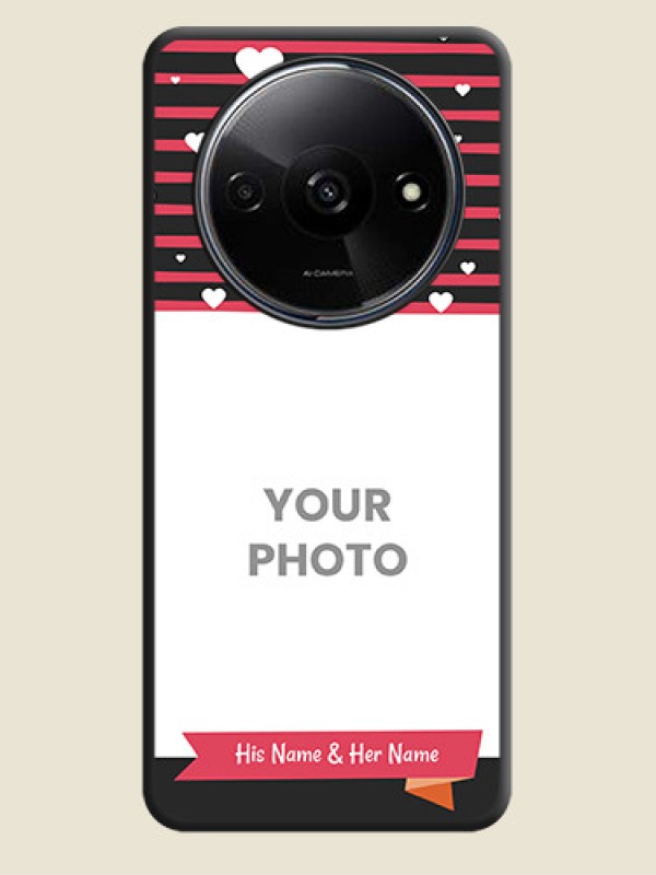 Custom White Color Love Symbols with Pink Lines Pattern on Space Black Custom Soft Matte Phone Cases - Poco C61 - alternate view