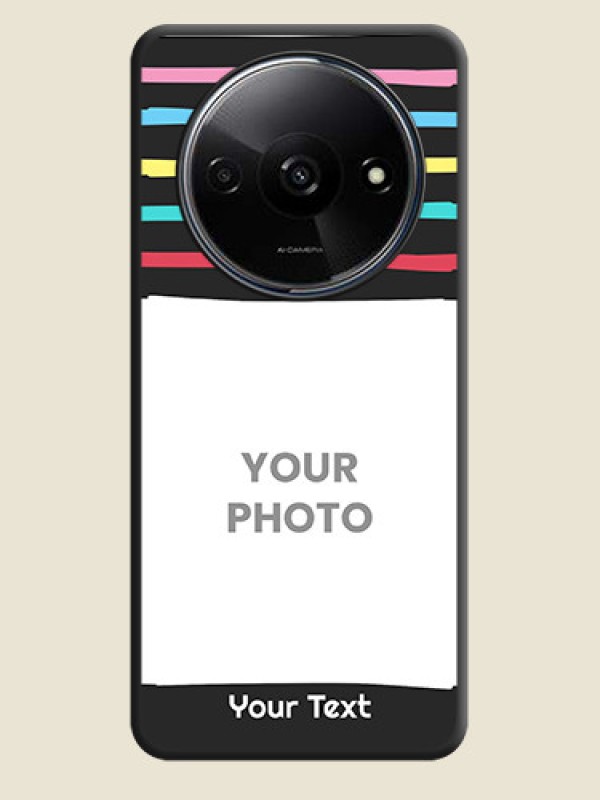 Custom Multicolor Lines with Image on Space Black Personalized Soft Matte Phone Covers - Poco C61 - alternate view