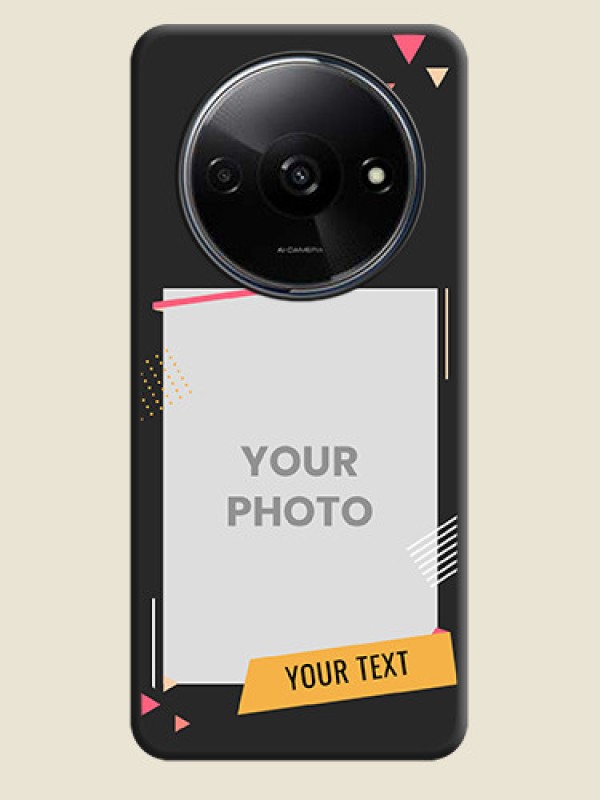 Custom Photo Frame with Triangle Small Dots - Photo on Space Black Soft Matte Back Cover - Poco C61 - alternate view