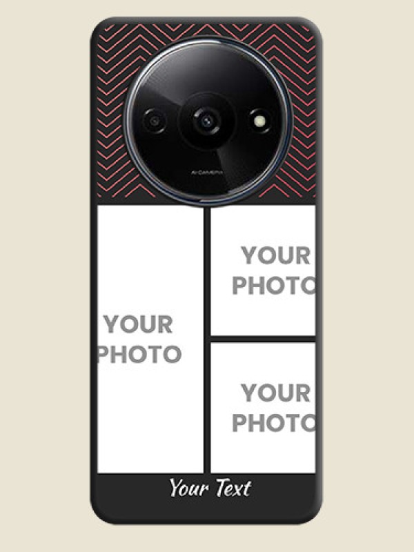 Custom Wave Pattern with 3 Image Holder on Space Black Custom Soft Matte Back Cover - Poco C61 - alternate view